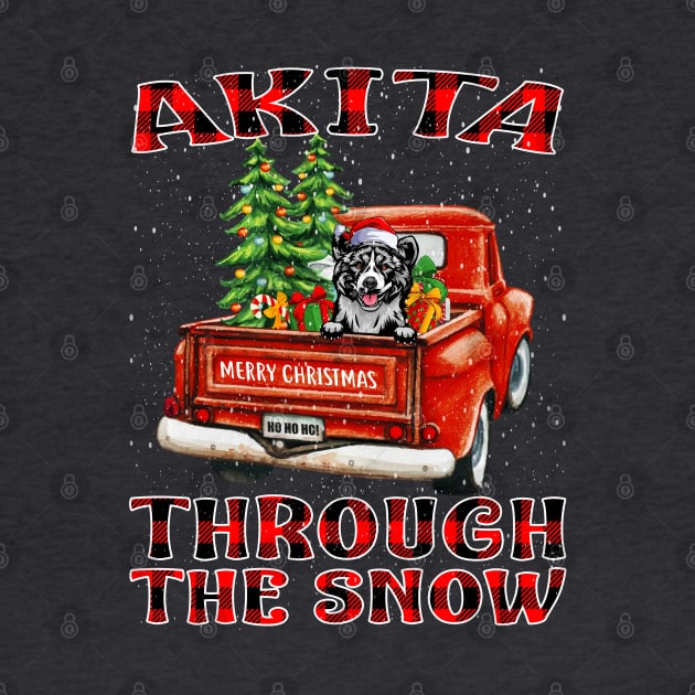 Christmas Akita Through The Snow Dog Santa Truck Tree by intelus